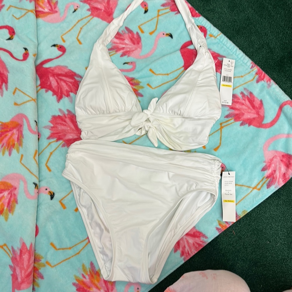 Carmen Marc Valvo women’s two piece, white bathing, suit, size medium, NWT